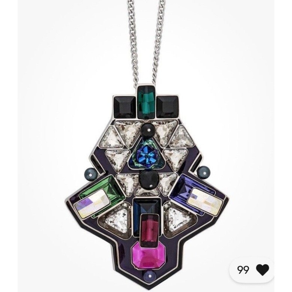 $300 RETIRED Swarovski Buzz Multi-Color Crystal Pendant Long Necklace 5070638